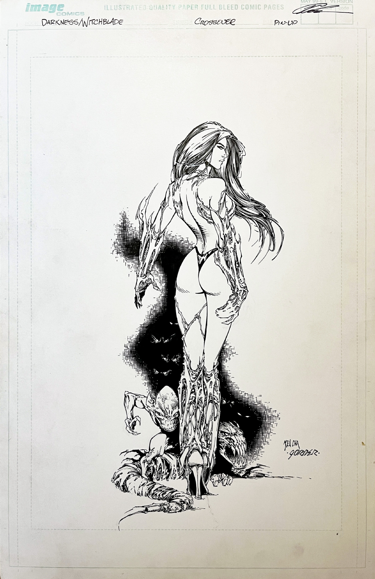 Witchblade #40 Museum Edition cover (Darkness/Witchblade pinup) Comic Art