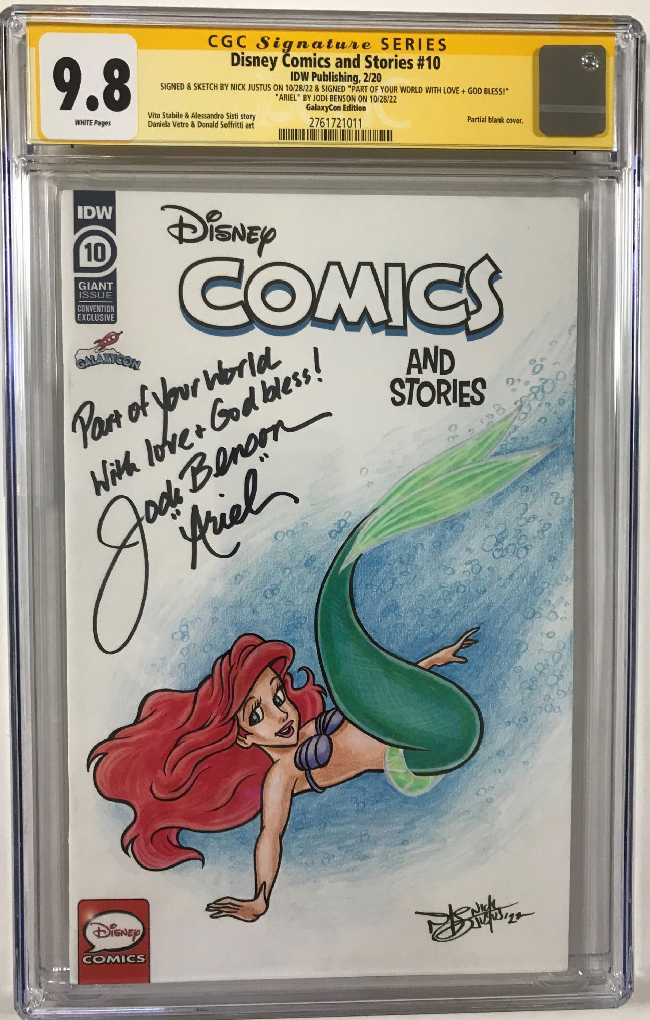 Ariel Sketch Cover By Nick Justus (signed By Jodi Benson), In Ron ...