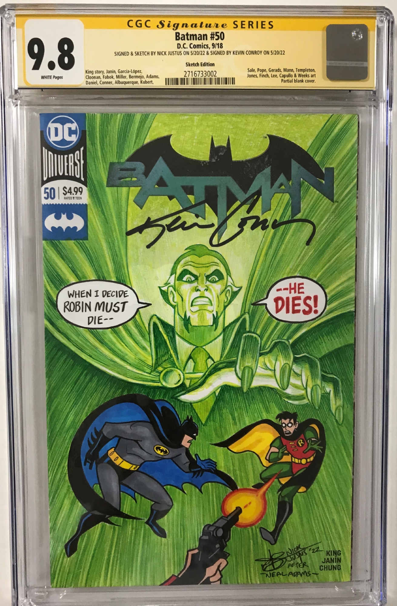 Batman #232 cover recreation by Nick Justus, signed by Kevin Conroy, in Ron  Chmiel's Ron's Sketch Covers Comic Art Gallery Room
