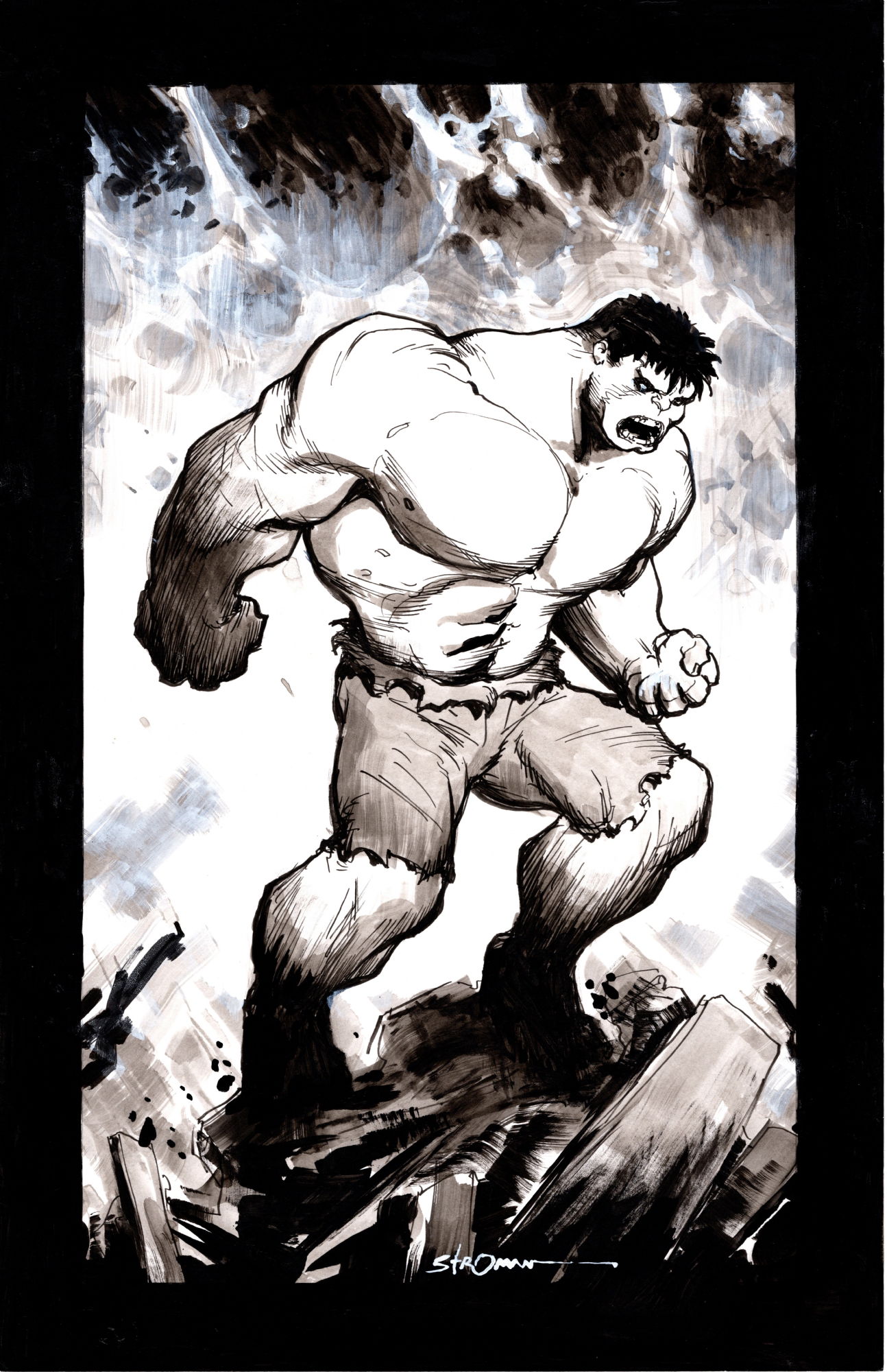 Hulk By Larry Stroman, In Michael Cross's Hulk Comic Art Gallery Room