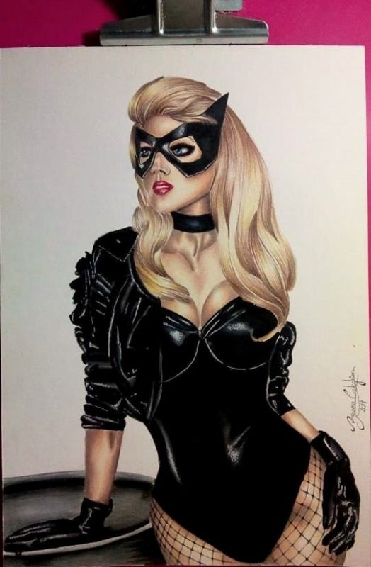 Black Canary In Bruna Celeghims Brunas Original Art Nfs Colored Pencils Comic Art Gallery Room 