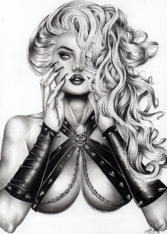 Hot girl Pencil drawings - A4 size - Black and White