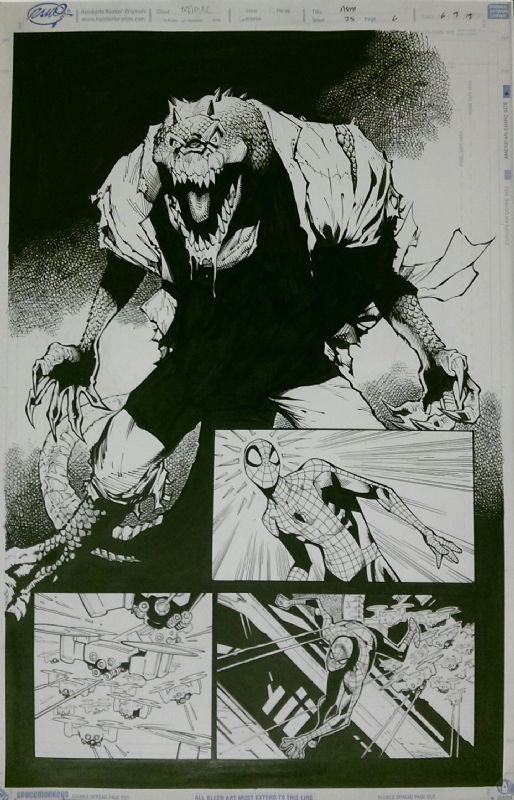 Amazing Spider-Man #25 (#826) pg. 22 (ft. the Lizard and Spider-Man) by Humberto  Ramos, in Tommy L.'s Original Comic Book Art Featuring The Lizard Comic Art  Gallery Room