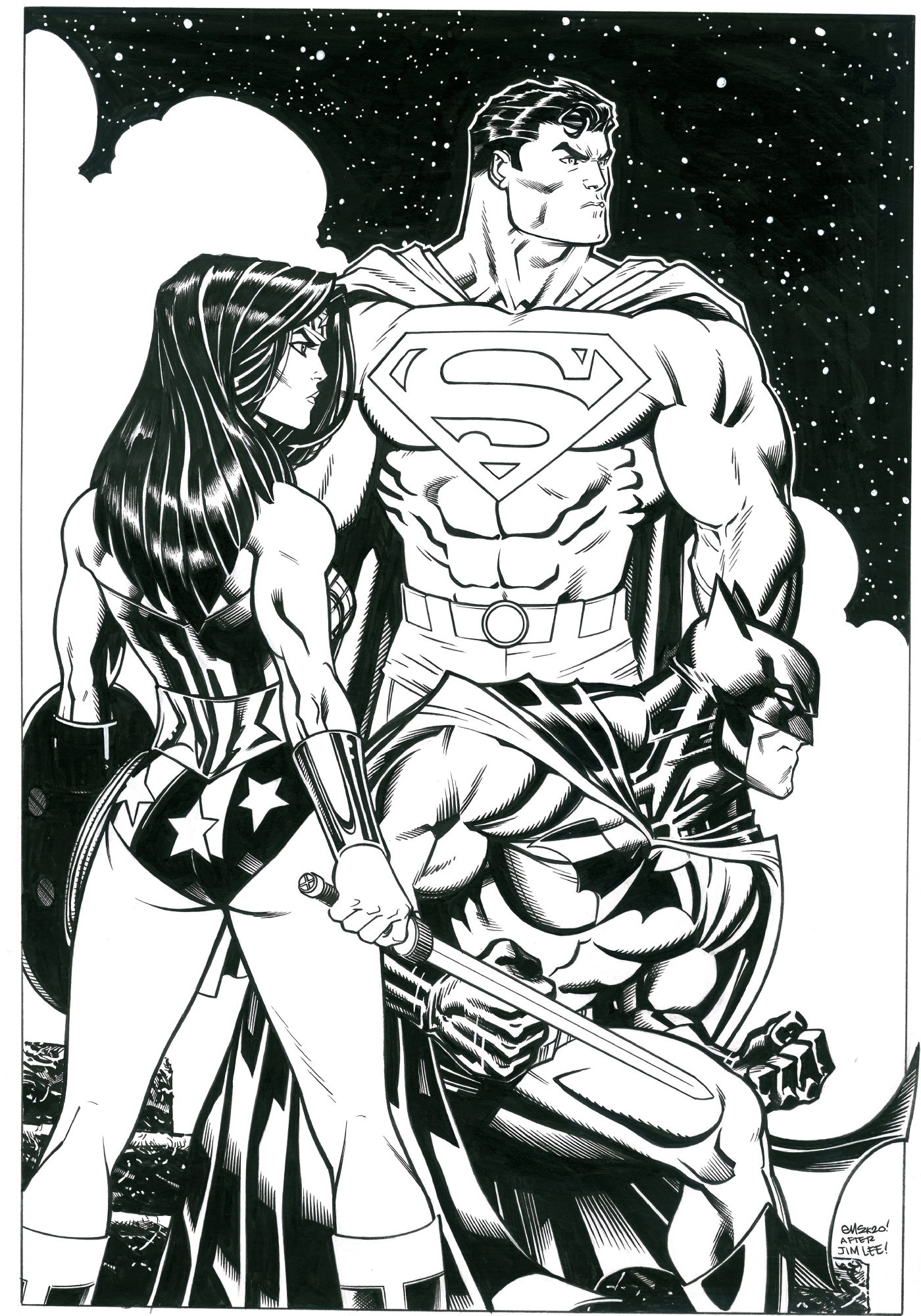 DC Trinity Superman Batman Wonder Woman by Ed McGuinness Homage to Uncanny  X-men 268 , in T Tad's Online purchases Comic Art Gallery Room