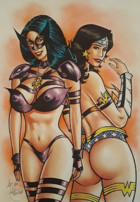 Wonder Woman and Huntress Original Illustration 07 06 2023, in