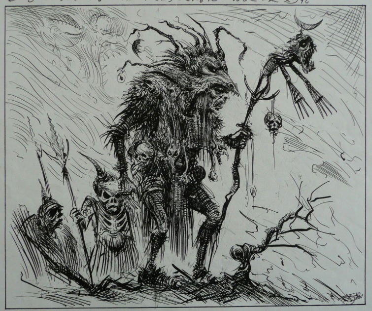 Blighted Shaman sketch - Ian Miller - Mtg: Magic The Gathering, Mirage ...