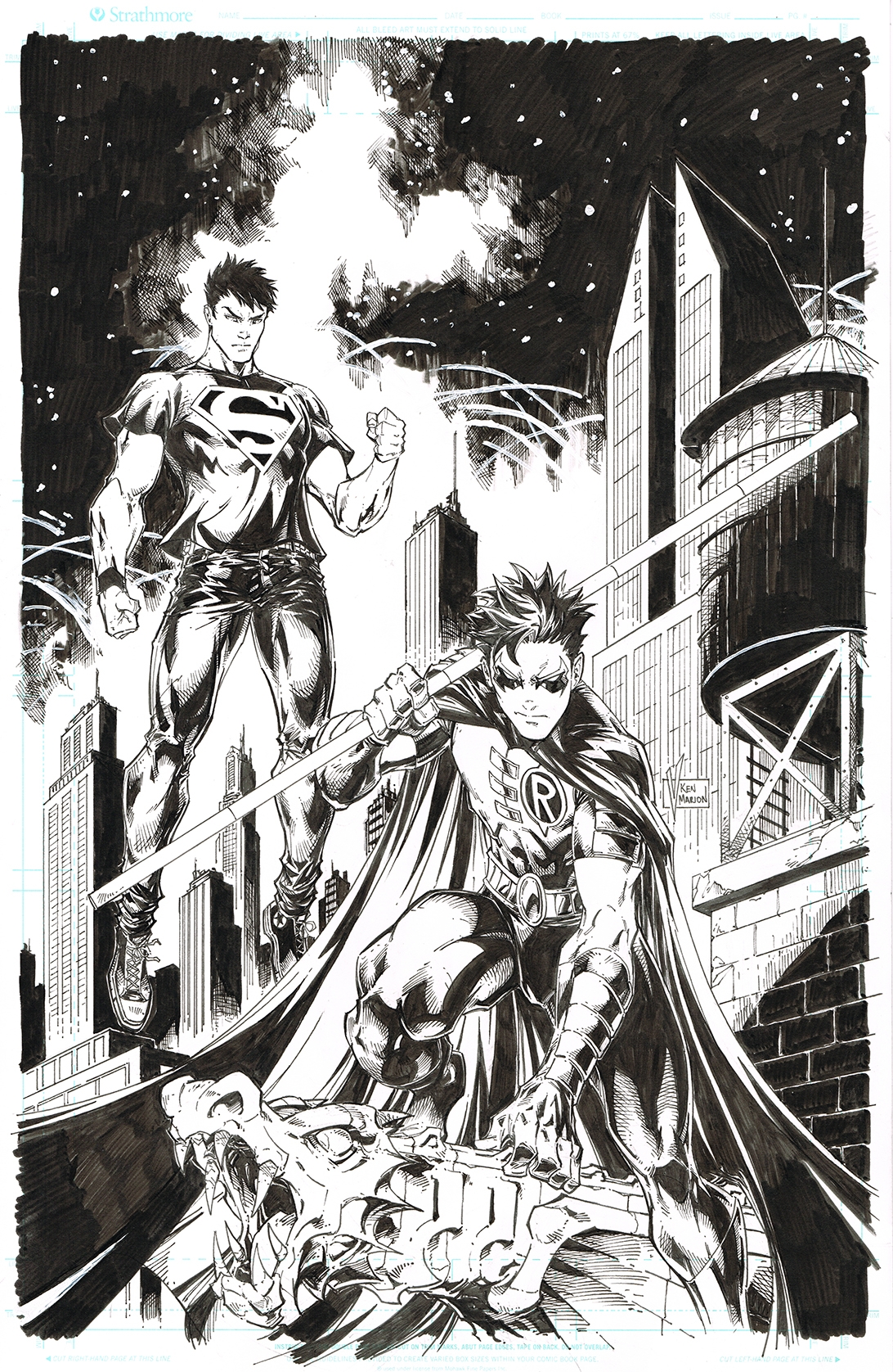 V Ken Marion - Superboy (Connor Kent) & Robin (Tim Drake), in Modern  Mythology Comic Art's FOR SALE Comic Art Gallery Room