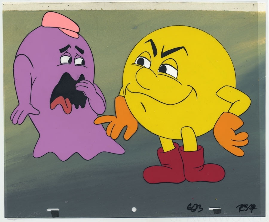 Pac-Man animation cel setup, in Trent C.'s Animation Cels : Television  Cartoons : 1980-1983 Comic Art Gallery Room