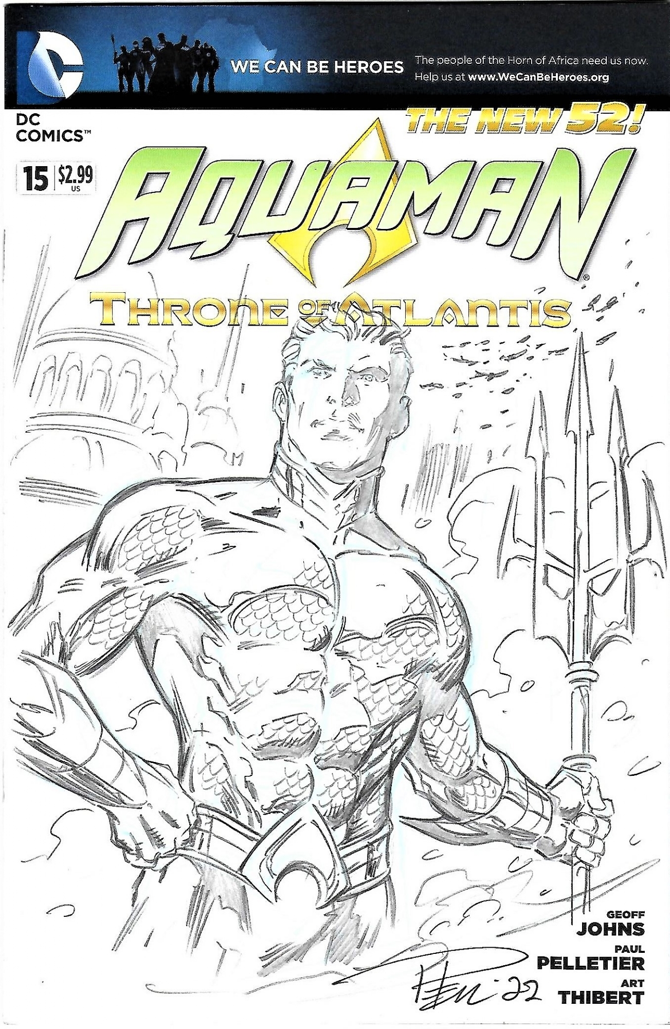 Aquaman from the Justice League sketch cover by Paul Pelletier (ALL), in  James Posey's Commissions Comic Art Gallery Room