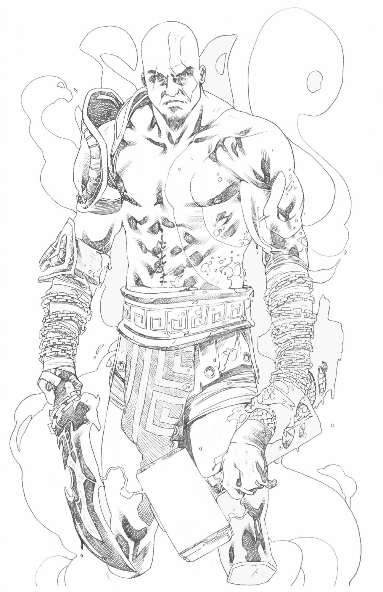 God of War - Kratos sketch - MaxFilms - Drawings & Illustration, Fantasy &  Mythology, Designs, Patterns - ArtPal
