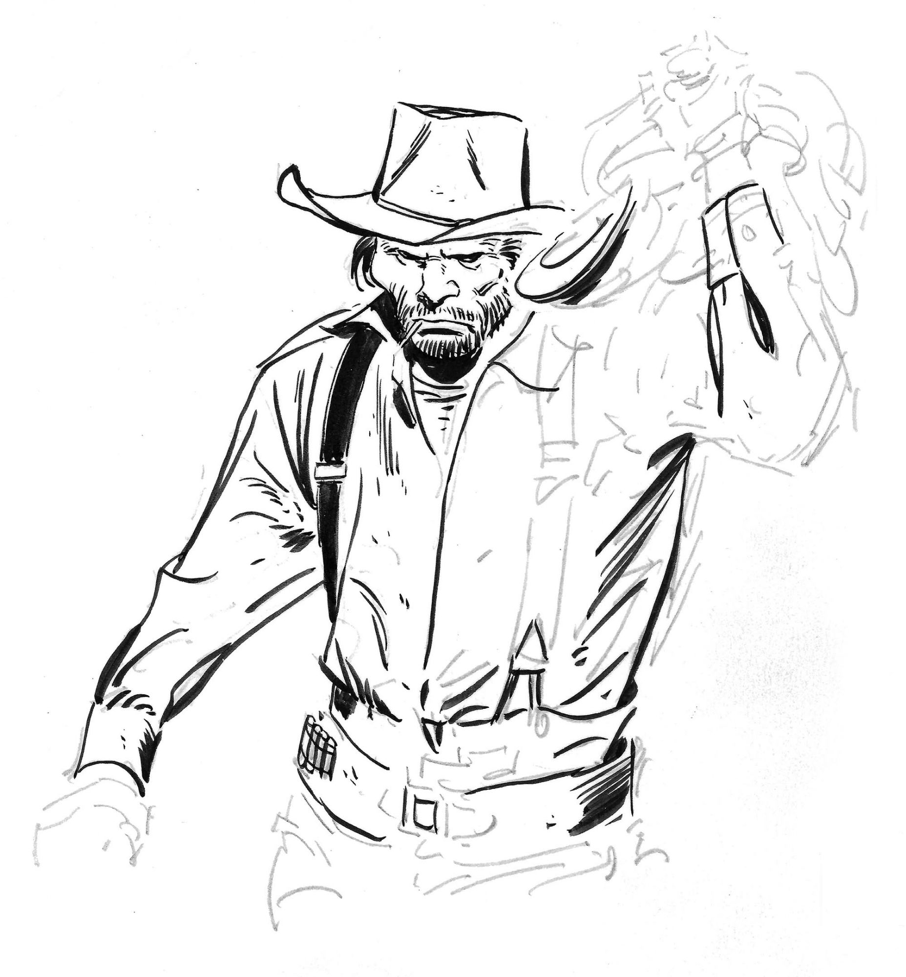 John Buscema-Illustration Study-Cowboy-Unknown Date, in Don Emery's 6H ...