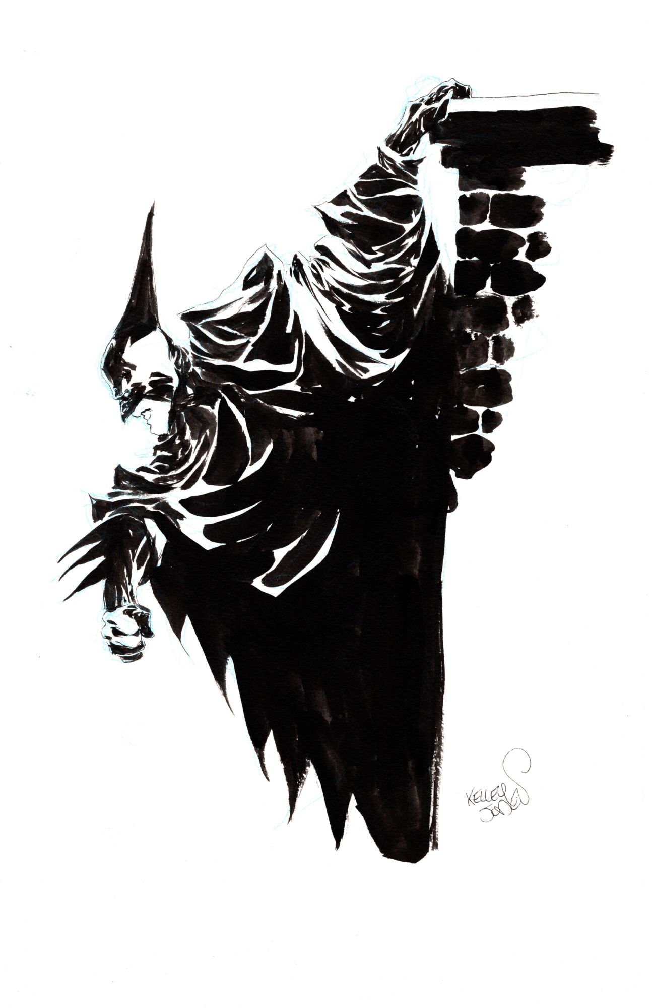 Kelley Jones Batman on wall Illustration, in Ronald Wendt's Art of DC ...