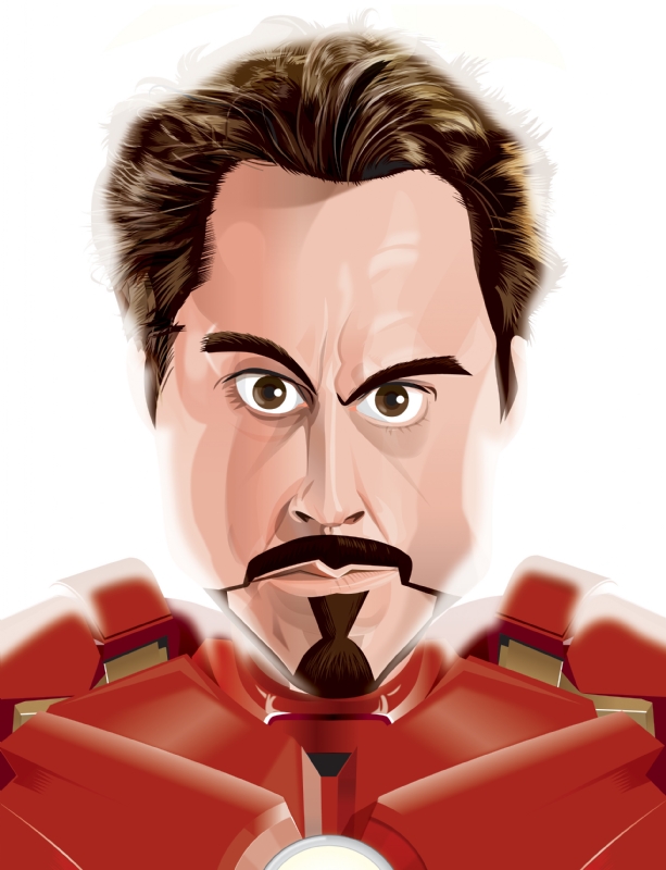 Tony Stark / Iron Man, in Kevin Greene's Superhero caricatures Comic Art  Gallery Room