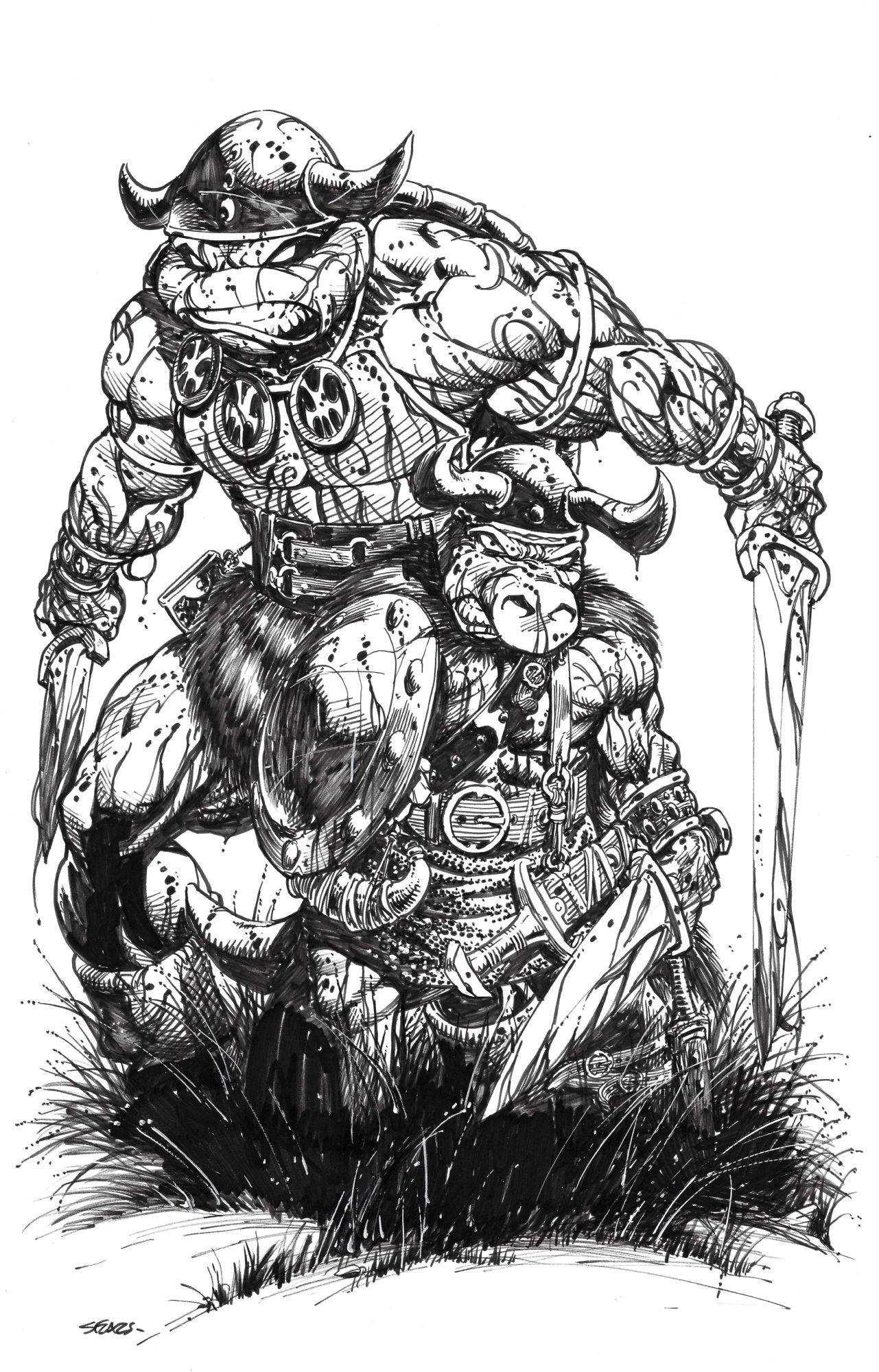 Bart Sears- Cerebus & Barbarian TMNT, in Joshua Even's Savage Cerebus ...