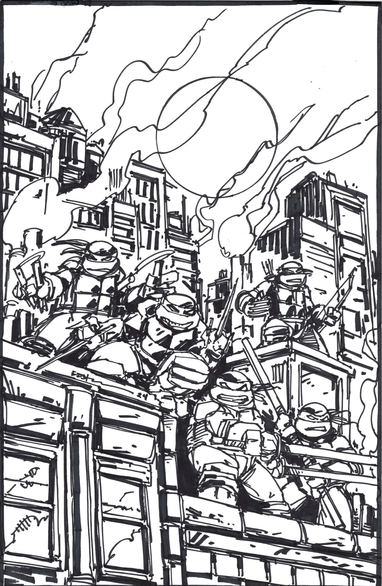 Kevin Eastman- TMNT rooftop (with Jennika) prelim, in Joshua Even's ...