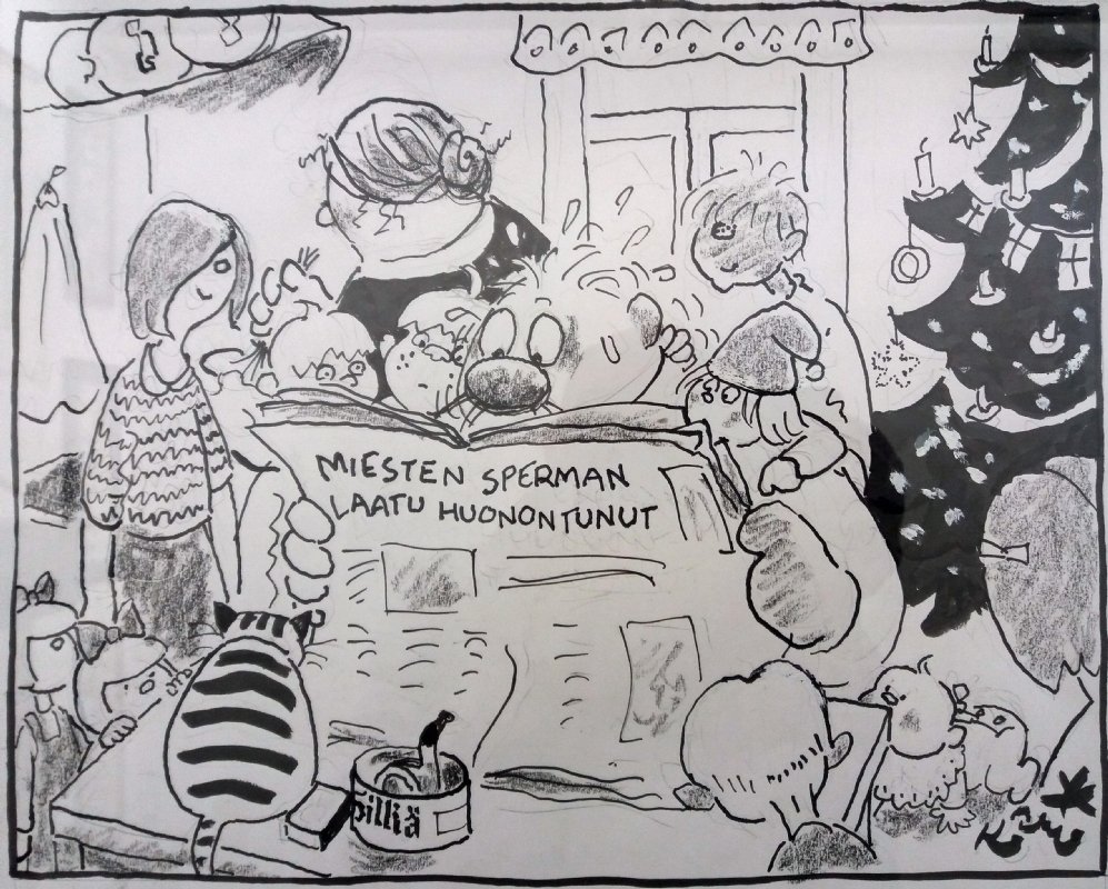 Newspaper cartoon by Kari Suomalainen (1997), in Jyrki Vanakoski's Finnish  comic strips and cartoons Comic Art Gallery Room