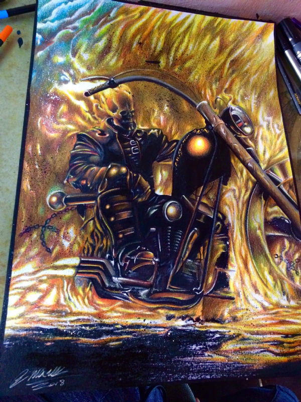 Ghost rider commission recreate clayton crain cover by Manú silva , in ...