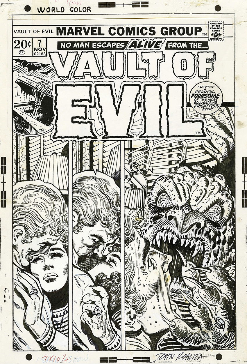 John Romita Sr. / Rich Buckler, Vault of Evil #7 Cover, 1973, in matt d ...