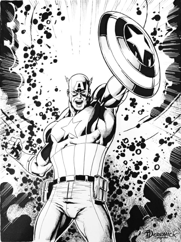 Captain America Pin Up Commission By Tom Derenick In Gregory Glikss Sketch And Comission Comic 4084