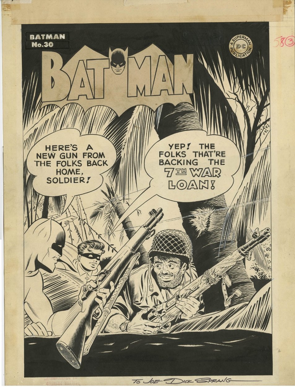 BATMAN #30 COVER ( 1945, DICK SPRANG) RARE GOLDEN AGE BATMAN WWII