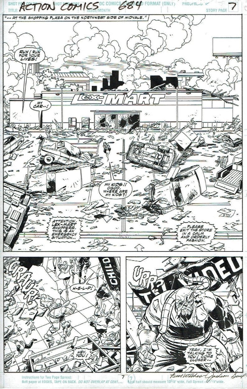 ACTION COMICS #684 PAGE ( 1992, JACKSON GUICE ) DOOMSDAY / DEATH 