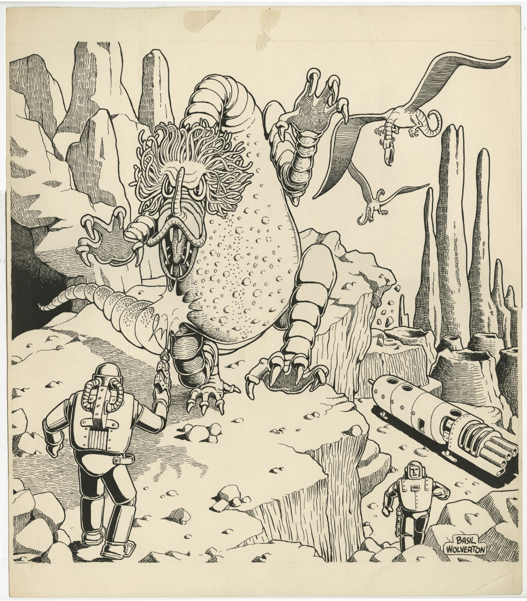 SPACE PATROL #3 UNUSED COVER ( 1939, BASIL WOLVERTON ) , in