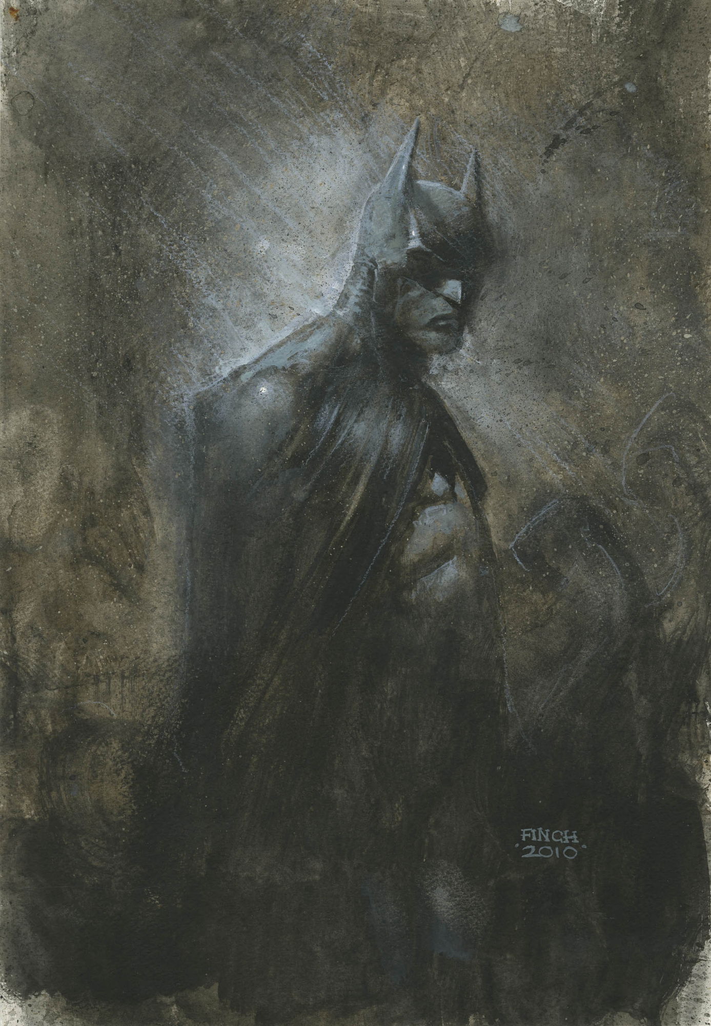 BATMAN: THE DARK KNIGHT #4 COVER ( 2011, DAVID FINCH ) MASTERFUL PORTRAIT  OF THE BATMAN, in  Auctions's CLOSED FEATURED AUCTION  HIGHLIGHTS - 05/2018 Comic Art Gallery Room