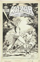 KA-ZAR THE SAVAGE #15 COVER ( 1982, BRENT ANDERSON ) KA-ZAR BATTLES HIS FUTURE WIFE, SHANNA THE SHE-DEVIL Comic Art