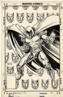 MARC SPECTOR: MOON KNIGHT #39 COVER ( 1992, GARY KWAPISZ ) MOON KNIGHT SURROUNDED BY THE MASKS OF DR. DOOM; TOM PALMER INKS Comic Art