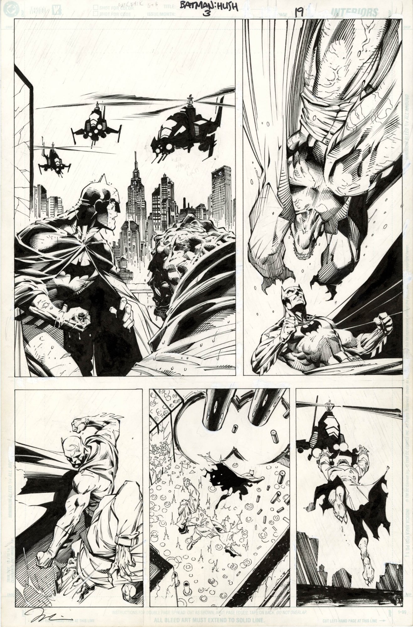 JIM LEE BATMAN #610 PAGE (2003, Batman Killer Croc from the mega-popular Hush saga; Scott Williams in Original Art Auctions and Exchange: ComicLINK.com's CLOSED FEATURED AUCTION HIGHLIGHTS - 05/2020 Comic