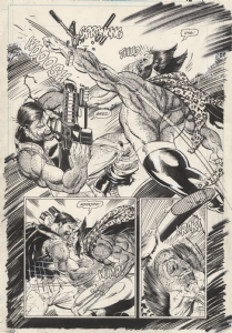 JIM LEE PUNISHER WAR JOURNAL #7 (1989) PUNISHER VS. WOLVERINE SPLASH - SOLD FOR $73,000 Comic Art