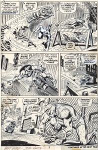 JOHN ROMITA AND JOE SINNOTT CAPTAIN AMERICA #141 (1971, CAP ON MOTORCYCLE FINDS FALCON TURNED TO STONE) Comic Art