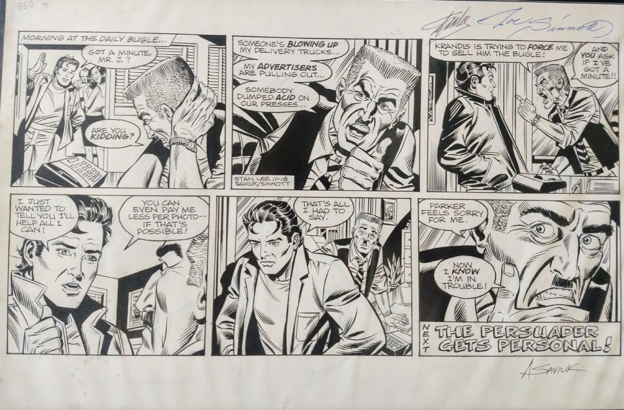 Spider-Man panel page Joe Sinnott and Stan Lee, in sam s's Interior page  collection Comic Art Gallery Room