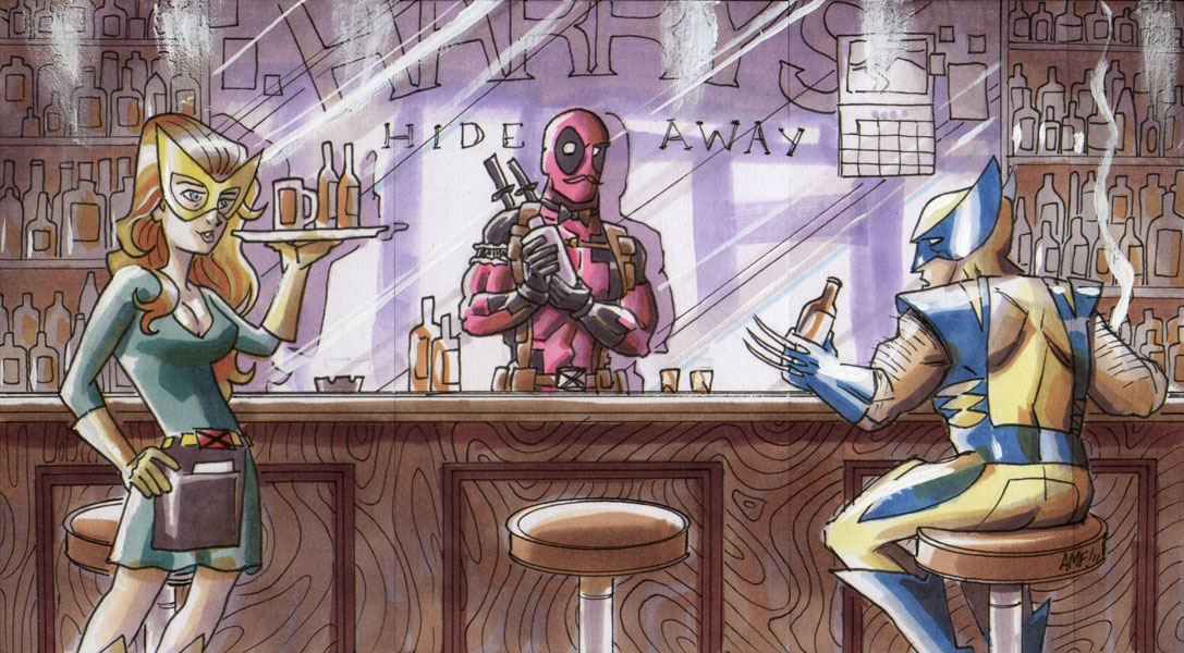 Marvel Bar Scene, in Brian K.'s :Culinary Art Comic Art Gallery Room