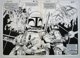 Star Wars Marvel #68 Boba Fett Double Page Spread Comic Art