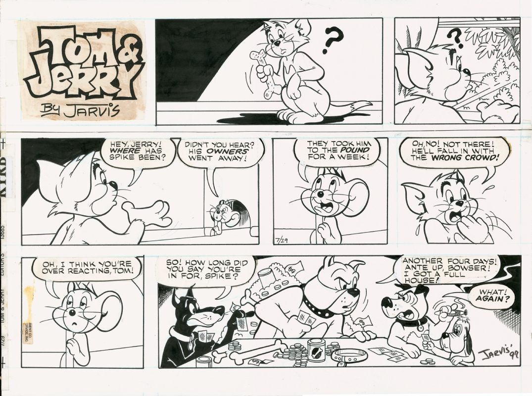 Tom & Jerry Sunday 7/29/1999 by Kelly Jarvis, in ASBC .'s Comic Strip Art  Comic Art Gallery Room