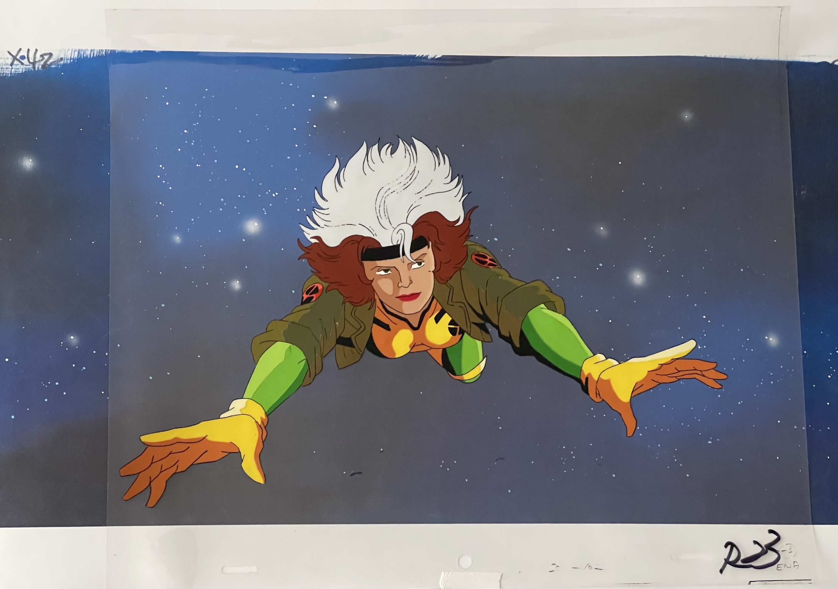 X-Men The Animated Series - Rogue flying animation cel, in James Dornoff's  ---Animation Cel Art Comic Art Gallery Room