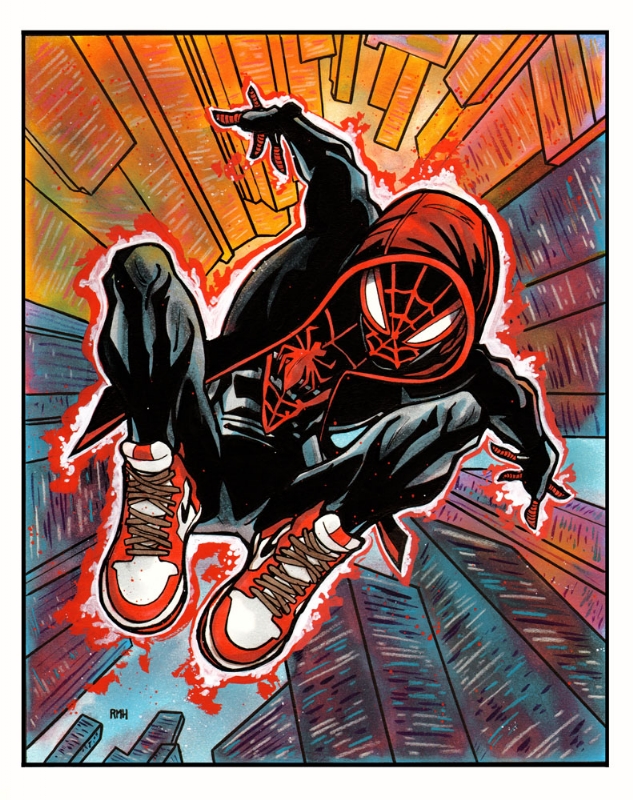 Miles Morales Spider Man Into The Spiderverse By Rich Hennemann In
