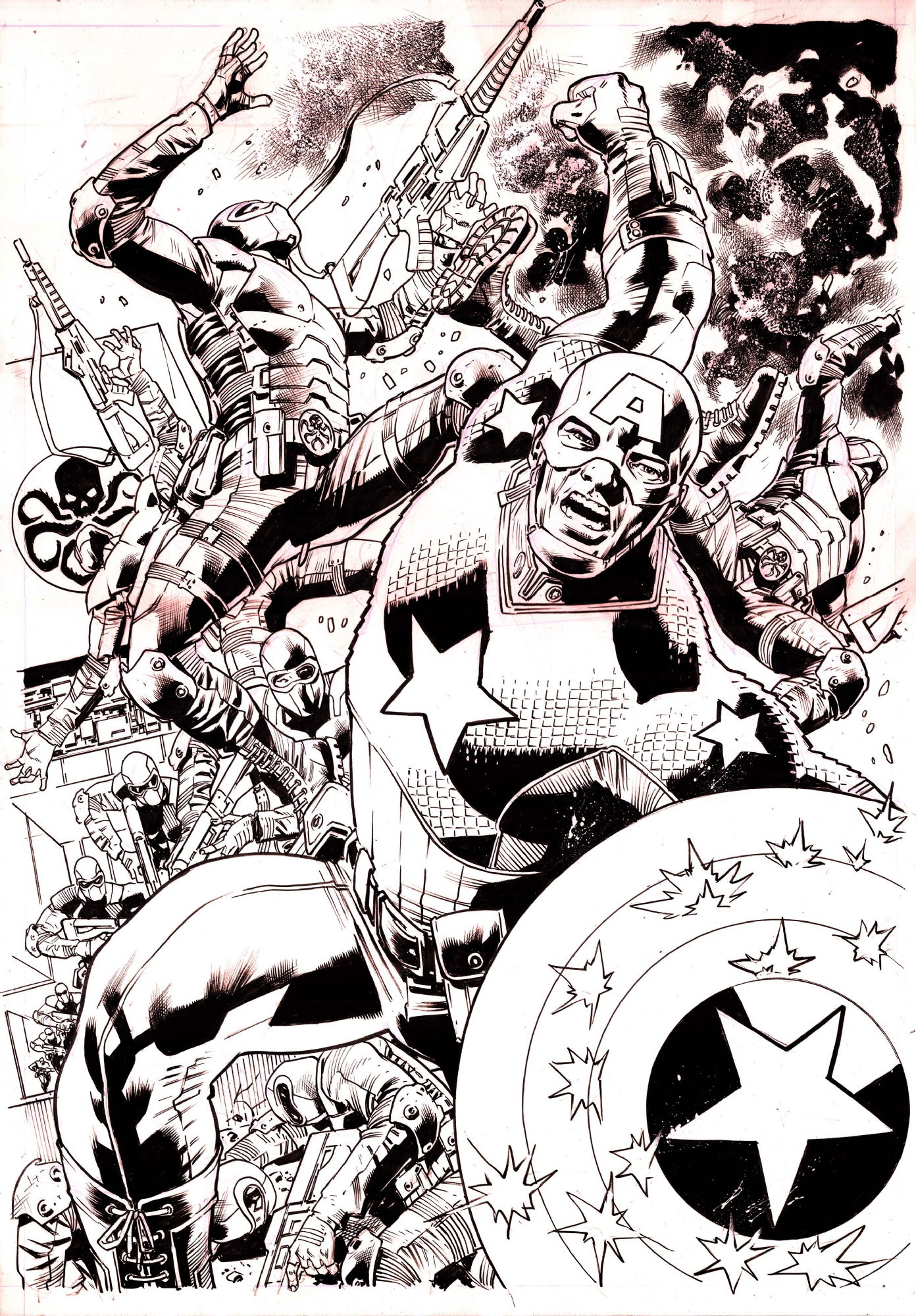 Captain Amercia Ultimates variant, in Bryan Hitch's cover art Comic Art ...