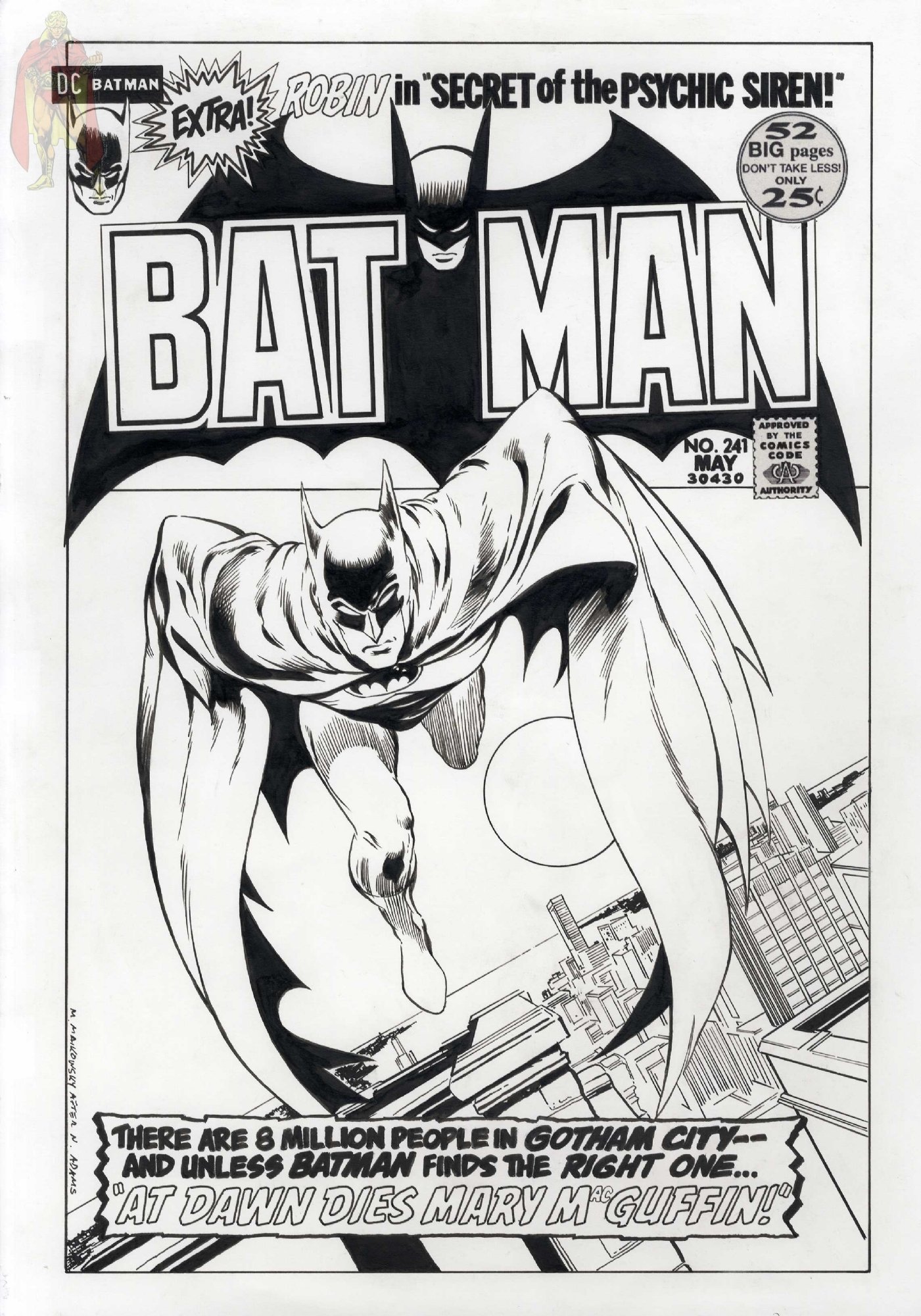 Batman issue 241 cover recreation by Michael Maikowsky after Neal Adams, in  Kirk Dilbeck (3-Wishes and Patron-of-art) 's 3-Wishes presents: Michael  Maikowsky-SOLD Gallery Comic Art Gallery Room