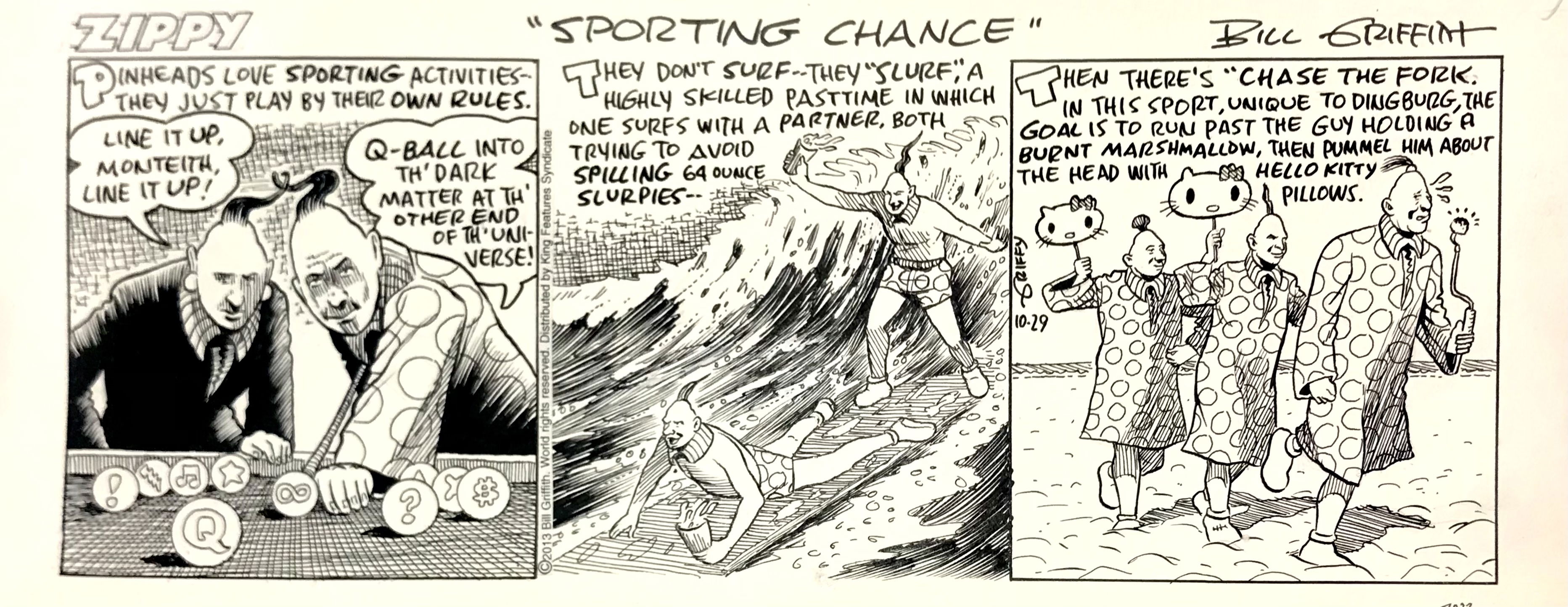 Zippy The Pinhead “Sporting Chance” Cartoon Strip (Bill Griffith), In ...