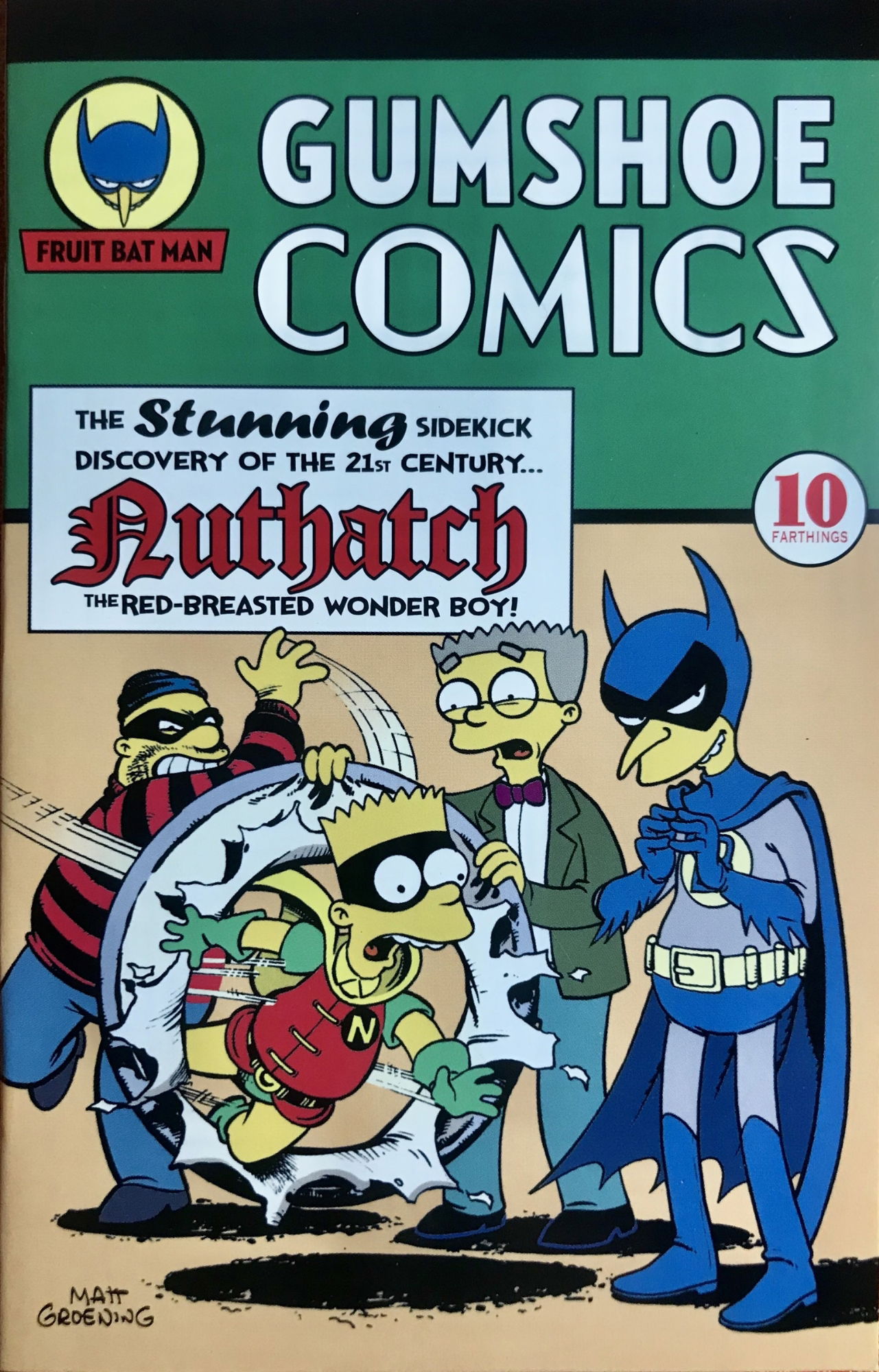 Simpsons, Fruit Bat Man: Gumshoe Comics Cover (Tone Rodriguez), in * From  The Land Beyond 's *Art For Sale/Trade (The Simpsons & Futurama) Comic Art  Gallery Room