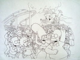 The Simpsons Pinball Party Backglass Art 2002 (Bill Morrison) Comic Art