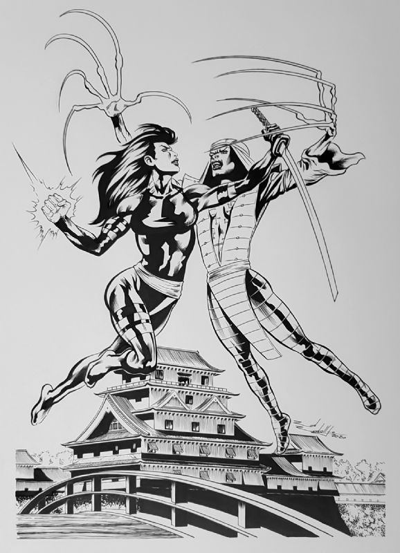 Psylocke Vs Lady Deathstrike By Rod Rodollfo In Metal Chriss My Stuff Comic Art Gallery Room 2895