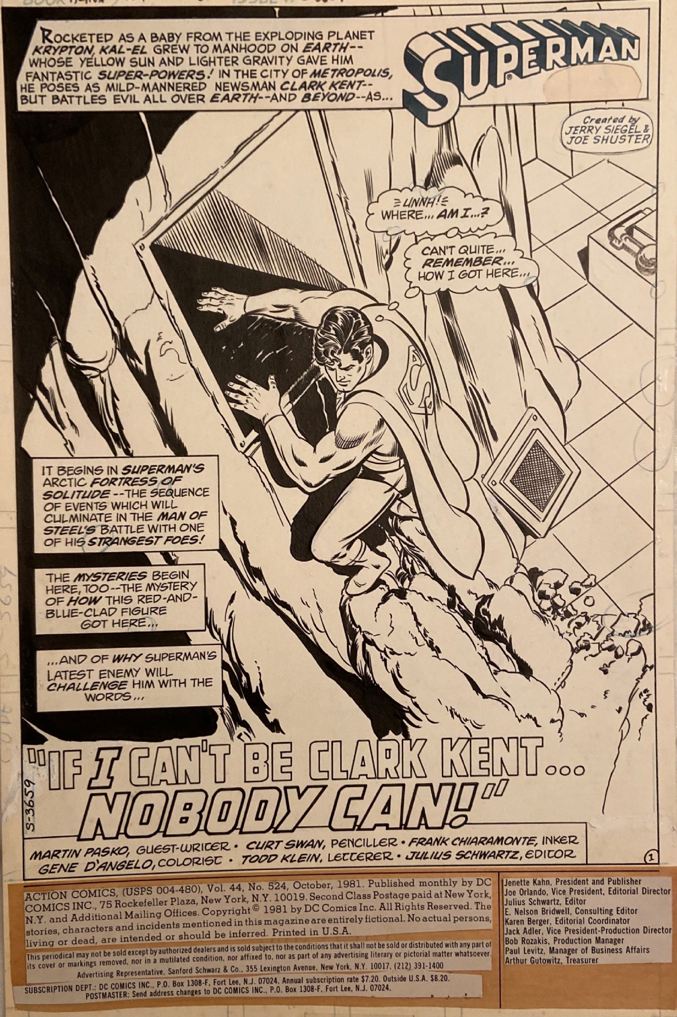 Action comics 524 pg 12 Curt Swan, in Tony R's Superman Original Art Comic  Art Gallery Room