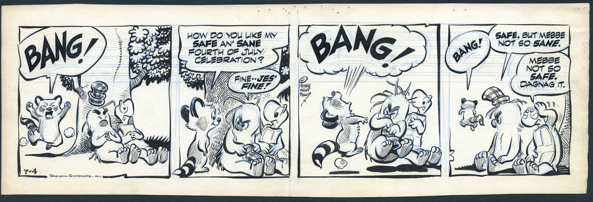 Walt Kelly Pogo 4 July 1958 In Matthew Scullins Kelly Walt Pogo Comic Art Gallery Room 2502