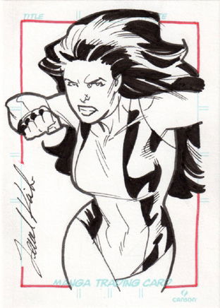 Original She-Hulk Sketch Card Art by Leonard Kirk, in Elaine Perna's ...