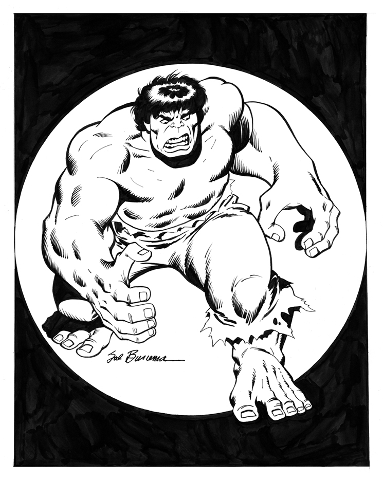 Sal Buscema Hulk corner box recreation commission Comic Art