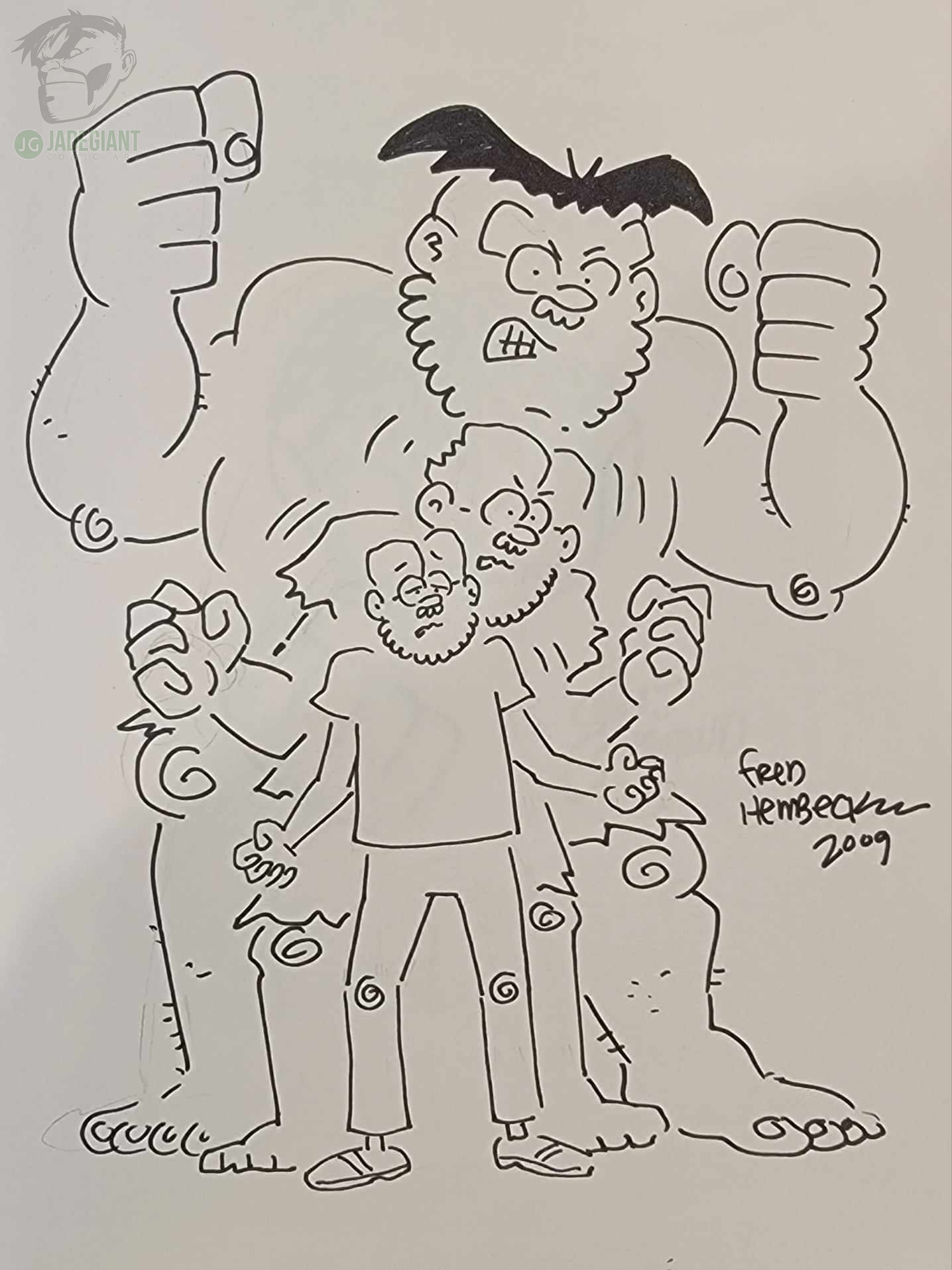 Fred Hembeck SMASH! Fred Hembeck transforms into the (Hem)Hulk!  Comic Art