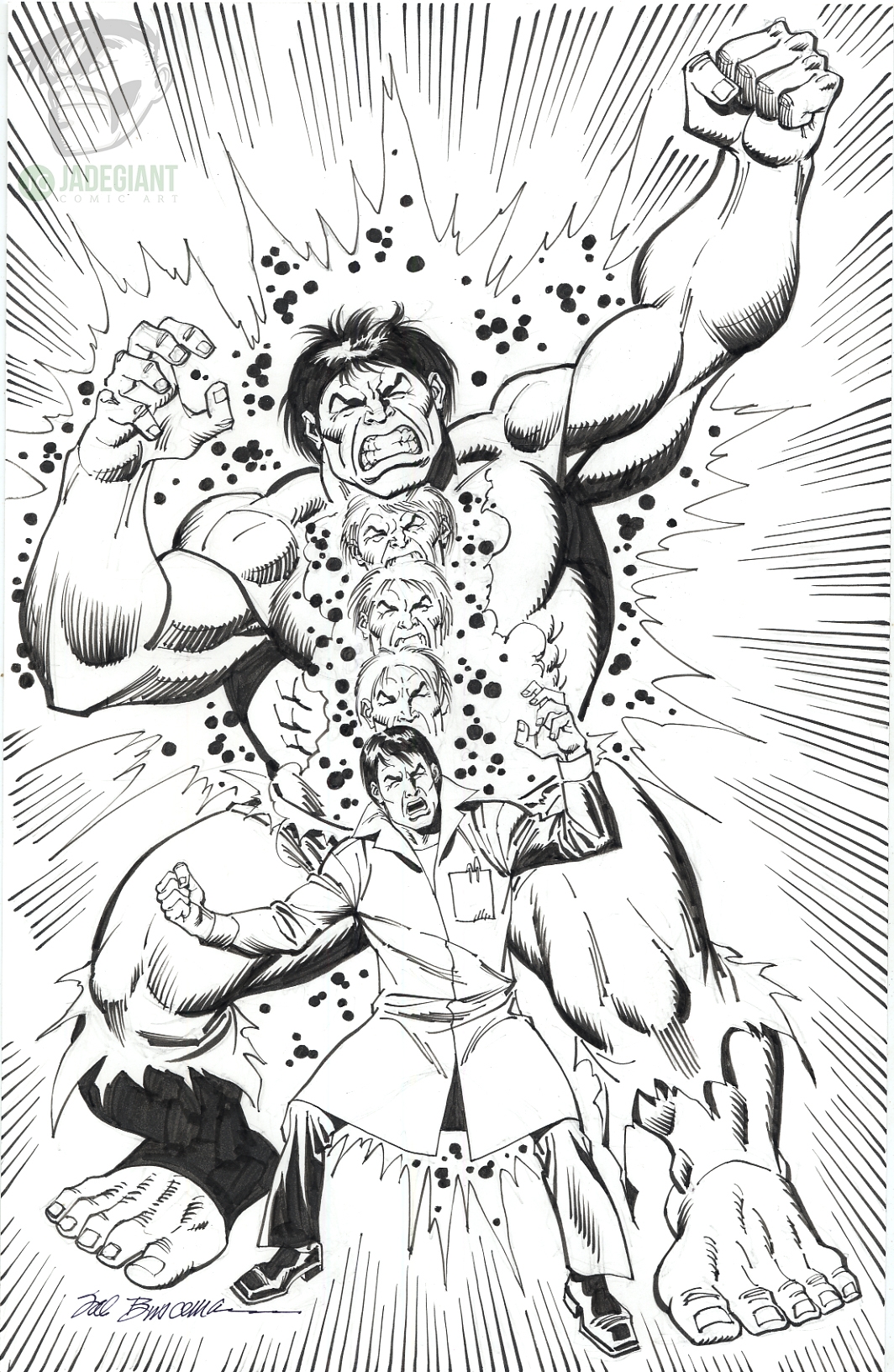 Banner transformation to Hulk by Sal Buscema Comic Art